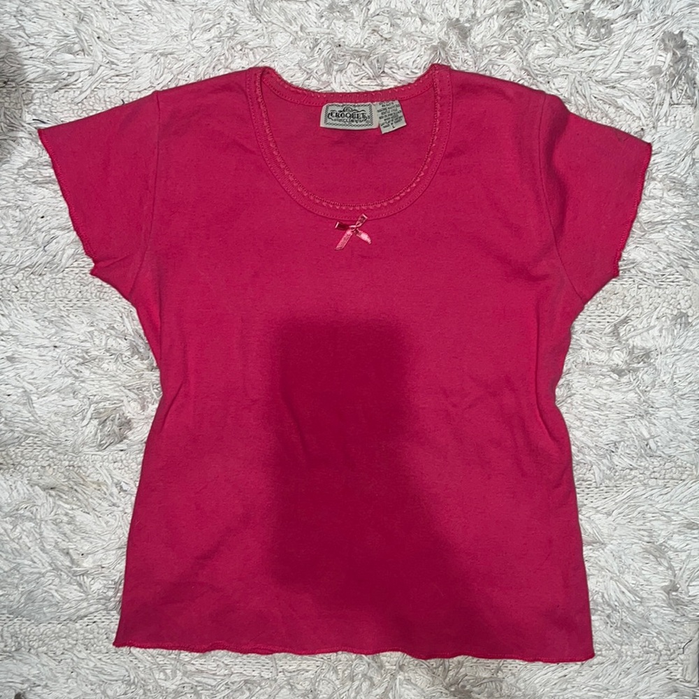 Coquette pink bow tee shirt
